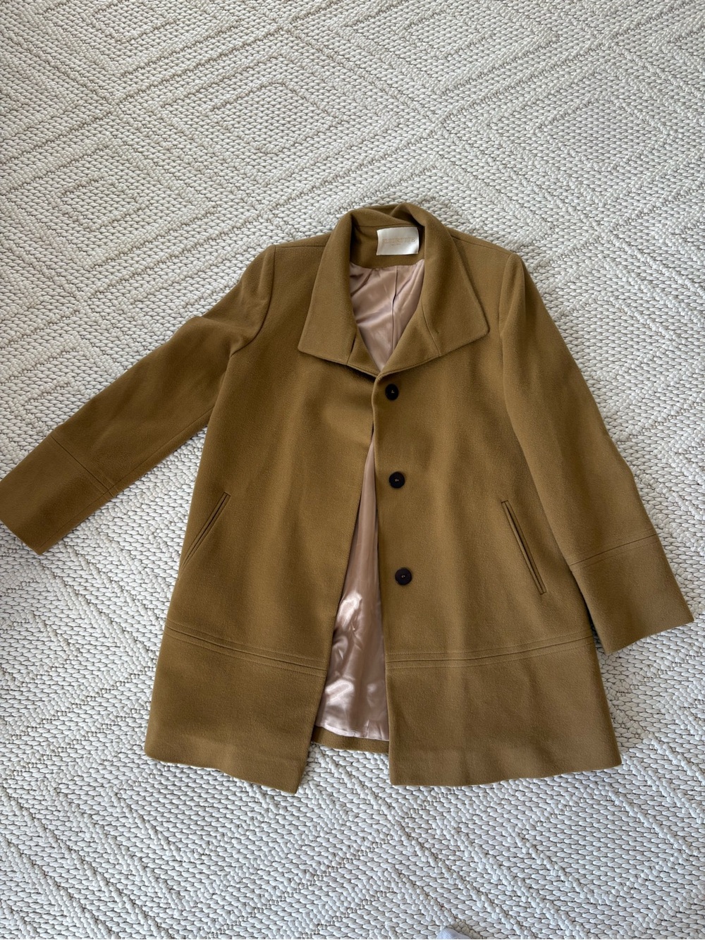 Wool Blend Pea Coat in Camel - Women's Tailored A-Line Peacoat